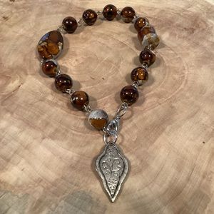 Brown Marbled Bead Bracelet